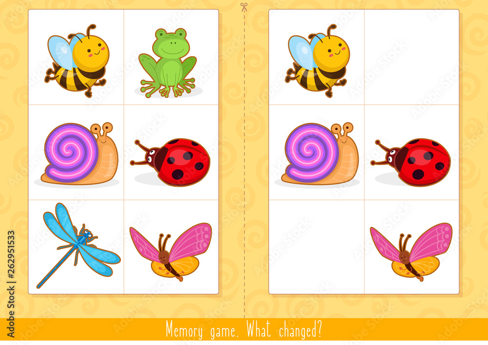 Memory Game for Kids. Find difference. Educational children game