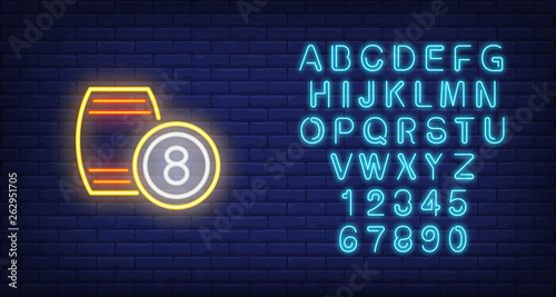 Neon icon of bingo kegs