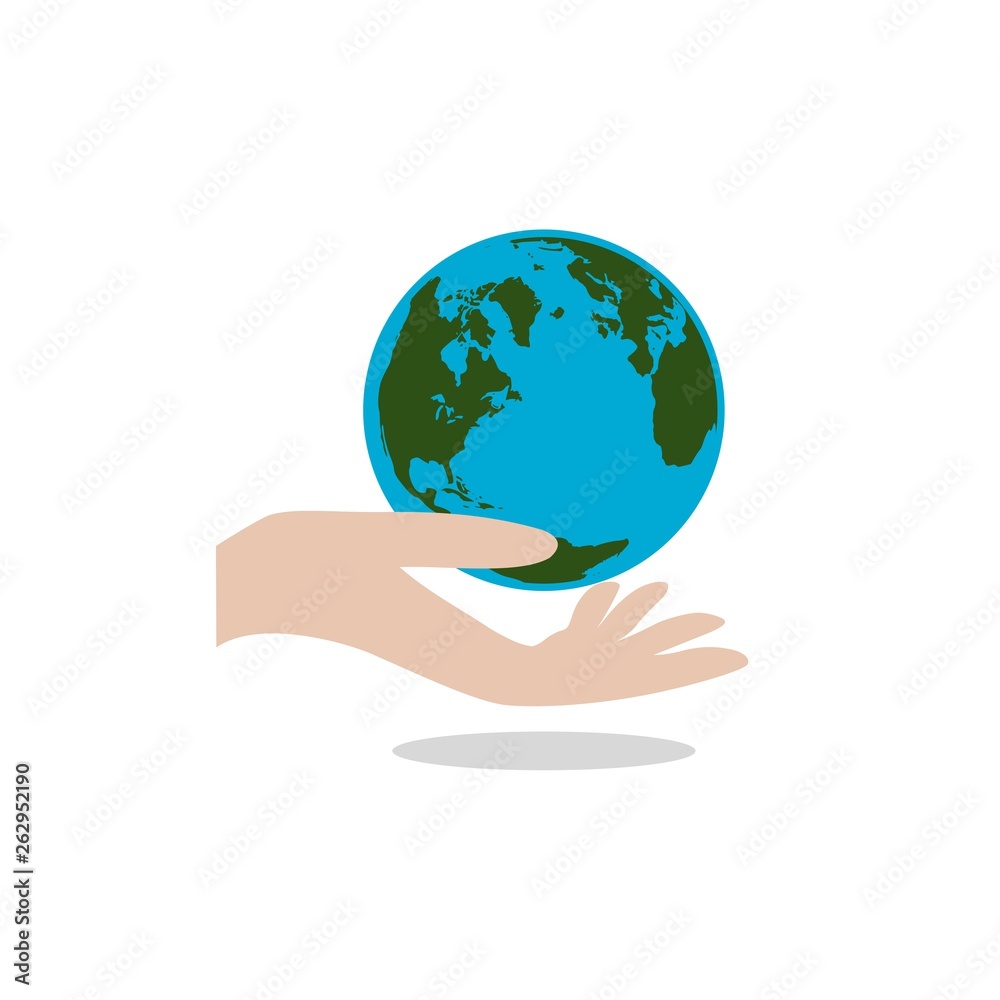 Hand hold earth, save the planet concept, icon or logo Hand hold earth, save the planet concept, icon or logo