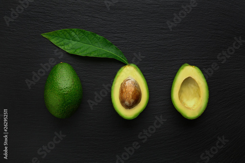 Fresh avocado on dark background