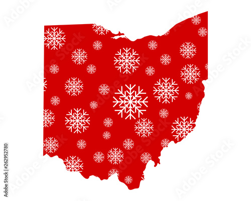 Karte von Ohio mit Schneeflocken