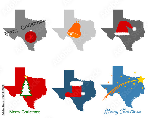 Karte von Texas mit Weihnachtssymbolen