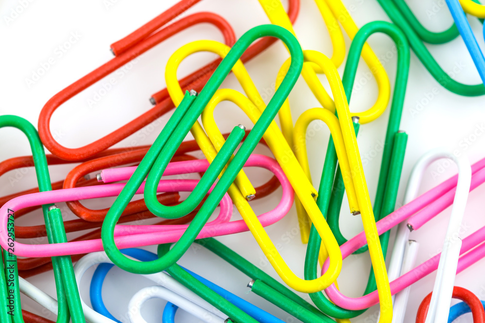 Bunch of colorful paper clips isolated Bunch of colorful paper clips isolated