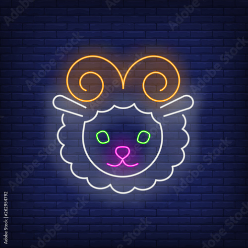 Ram face neon sign