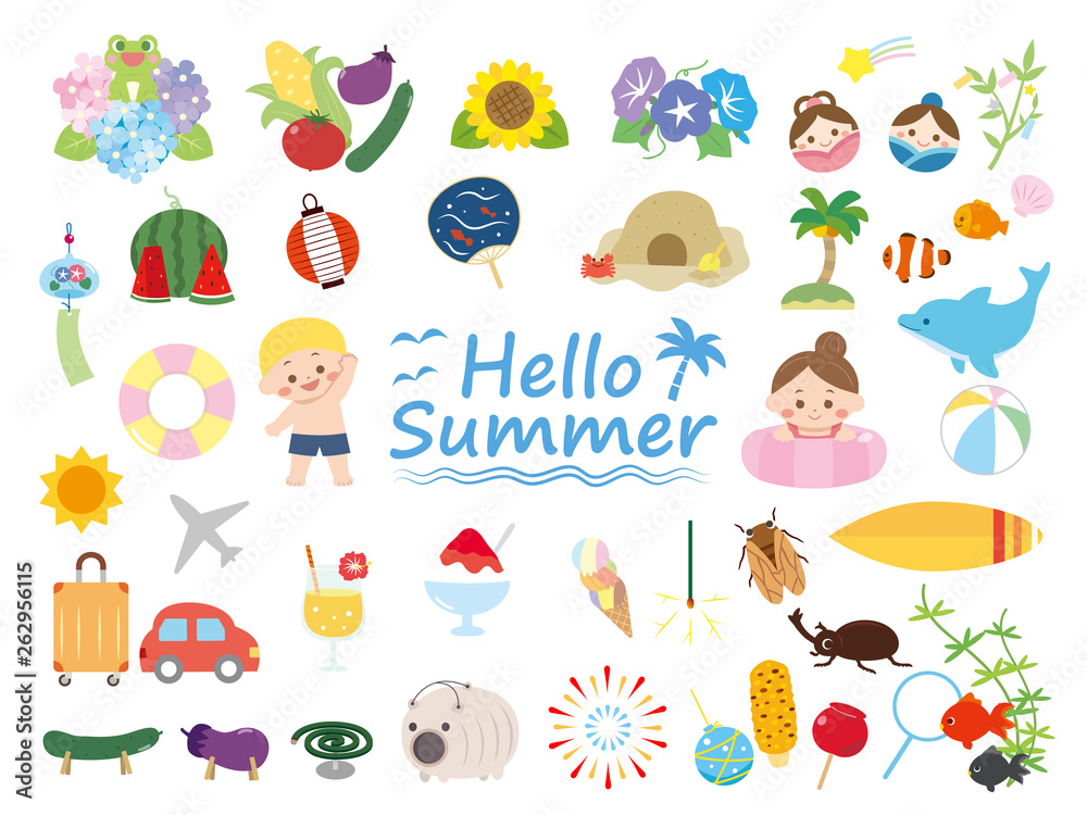 かわいい夏のイラスト素材集 Stock 벡터 | Adobe Stock