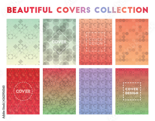Beautiful Covers Collection. Admirable geometric patterns. Lively background. Vector illustration.