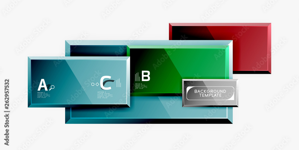 Fototapeta premium Geometrical design squares abstract banner, glossy shiny effects