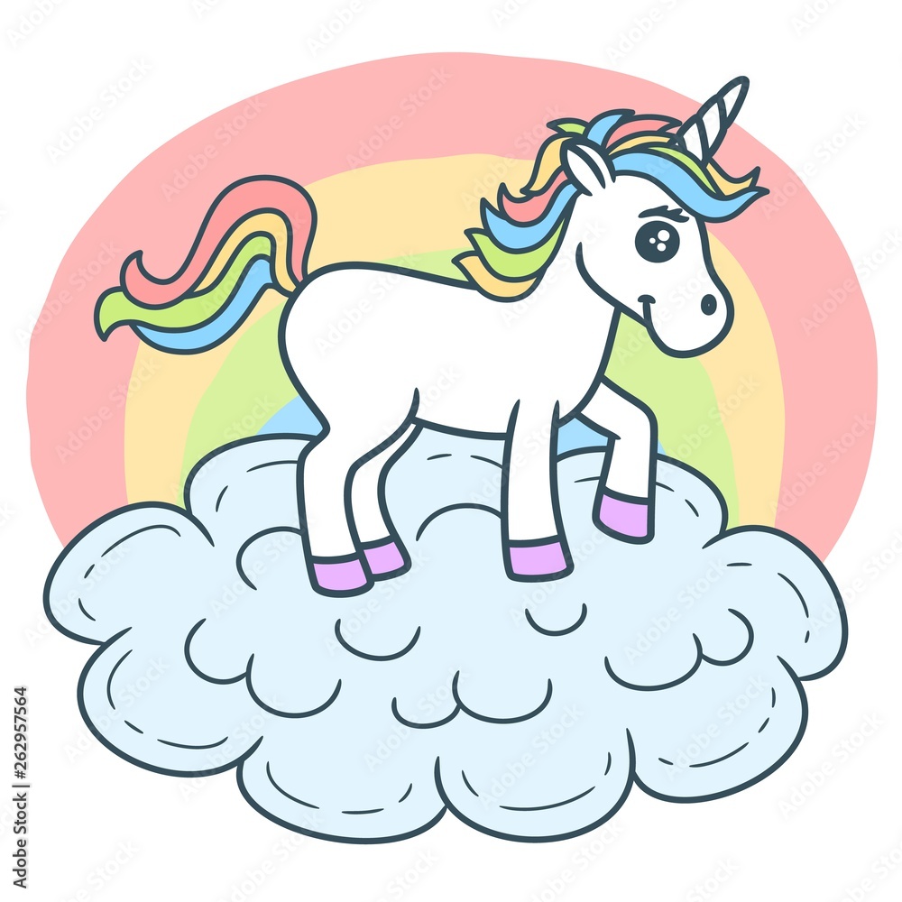 Beautiful unicorn on the cloud