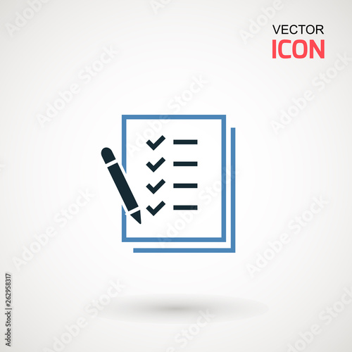 Checklist icon. Declarations linear icon. Flat illustration of clipboard with checklist.