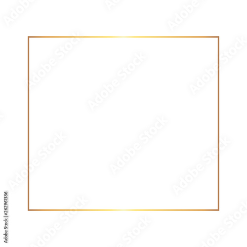 Golden thin square frame on the white background. Perfect design for headline, logo and sale banner. Vector