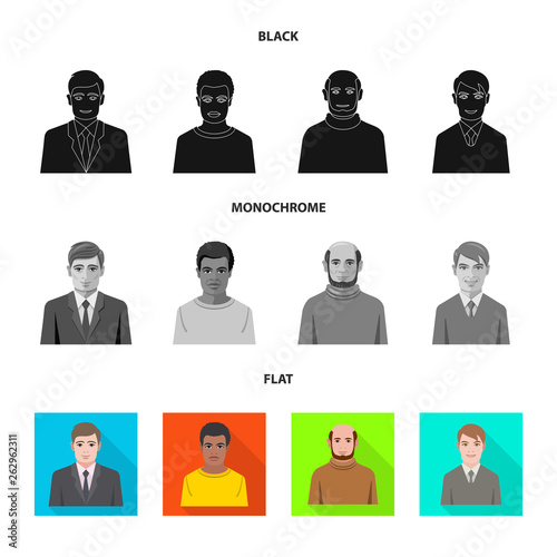Vector illustration of hairstyle and profession  sign. Collection of hairstyle and character  vector icon for stock.