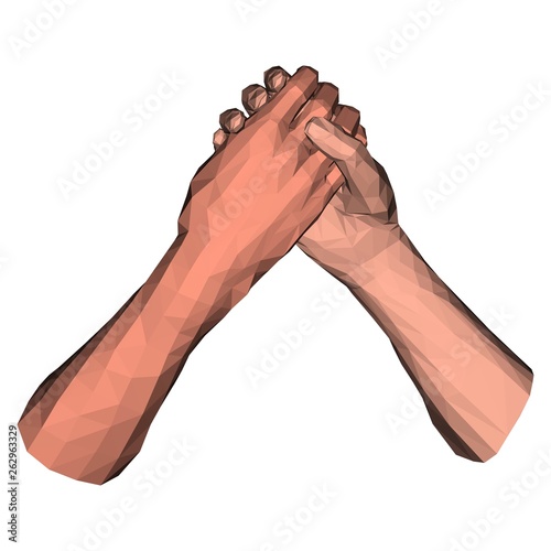 Arm wrestling competition low poly hands