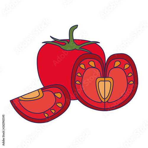 Fresh tomato slices cartoon