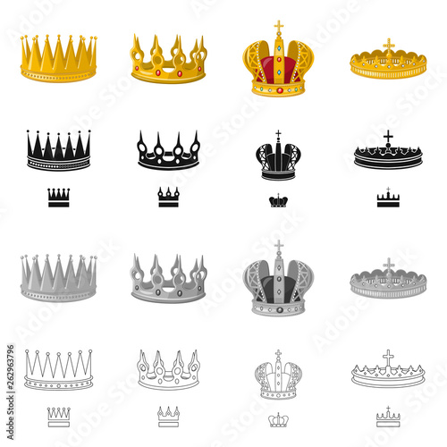 Vector illustration of medieval and nobility logo. Set of medieval and monarchy stock vector illustration.