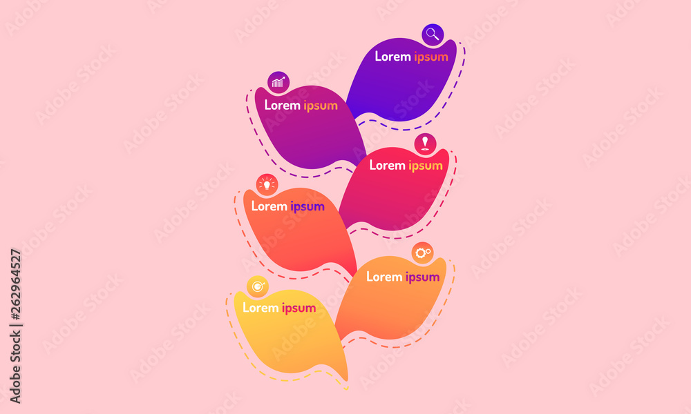 abstract liquid data elements infographic modern design style with markpoint graph think search gear target icons. vector illustration eps10 abstract liquid data elements infographic modern design style with markpoint graph think search gear target icons. vector illustration eps10