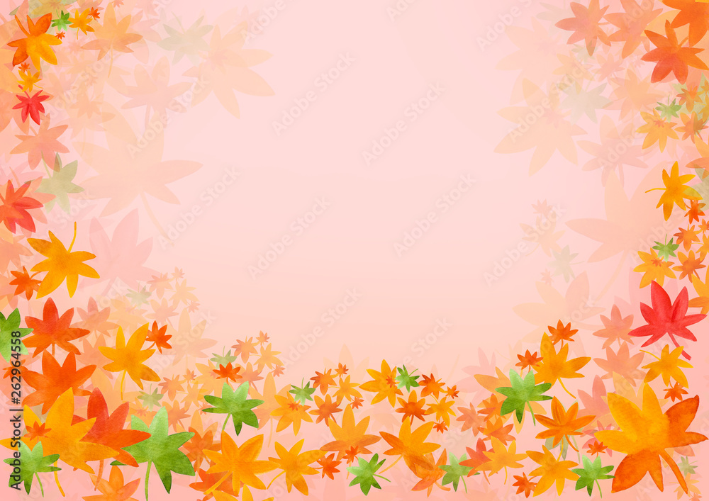 紅葉　水彩イラスト