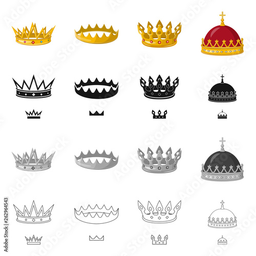Isolated object of medieval and nobility sign. Collection of medieval and monarchy stock vector illustration.