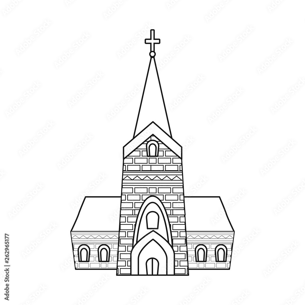 Isolated object of church and catholic icon. Collection of church and europe stock symbol for web.