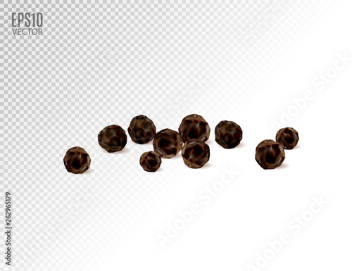 Black pepper isolated on transparent background. Spices.