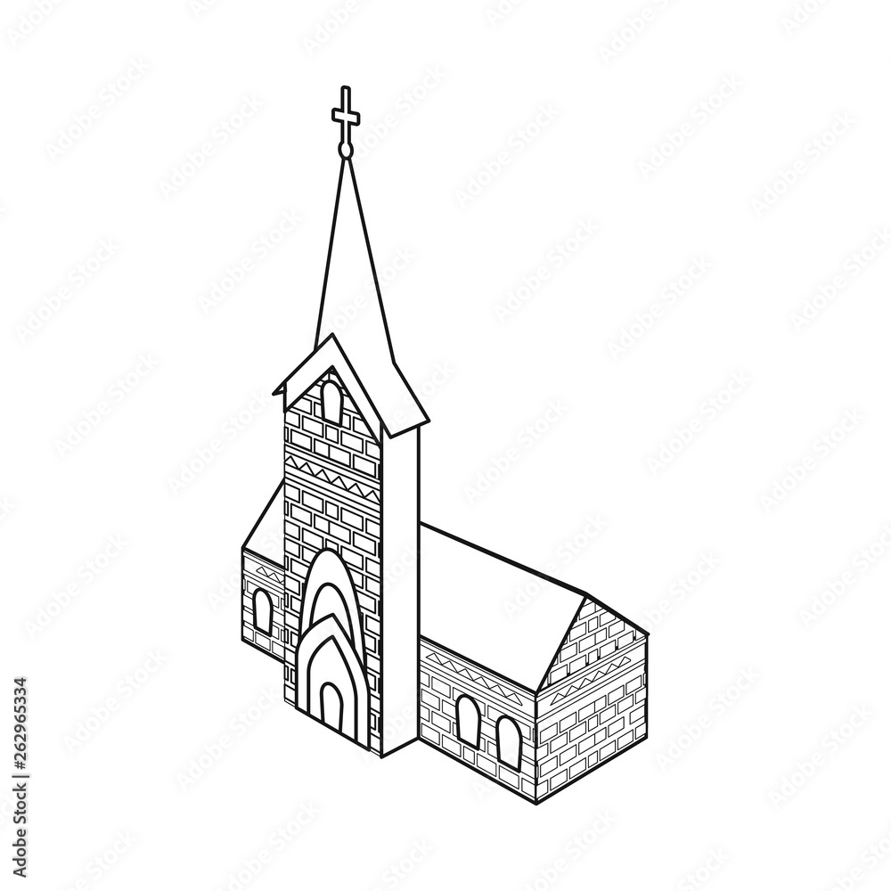 Vector illustration of church and catholic icon. Set of church and construction stock vector illustration.