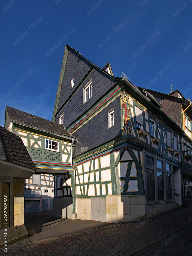 Fachwerkhaus in der Altstadt von Bad Camberg in Hessen, Deutschland 