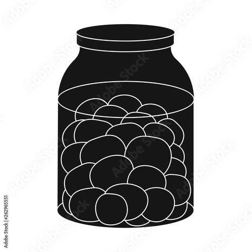 Vector design of jar and tomatoes logo. Set of jar and cover stock symbol for web.