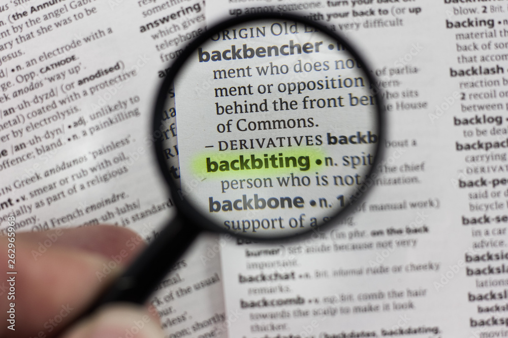 The word or phrase backbiting in a dictionary. The word or phrase backbiting in a dictionary.