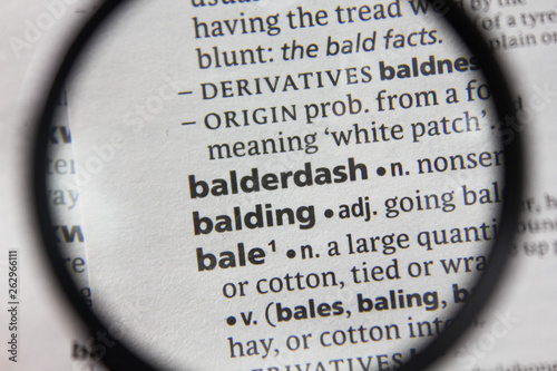 The word or phrase balderdash in a dictionary. photo