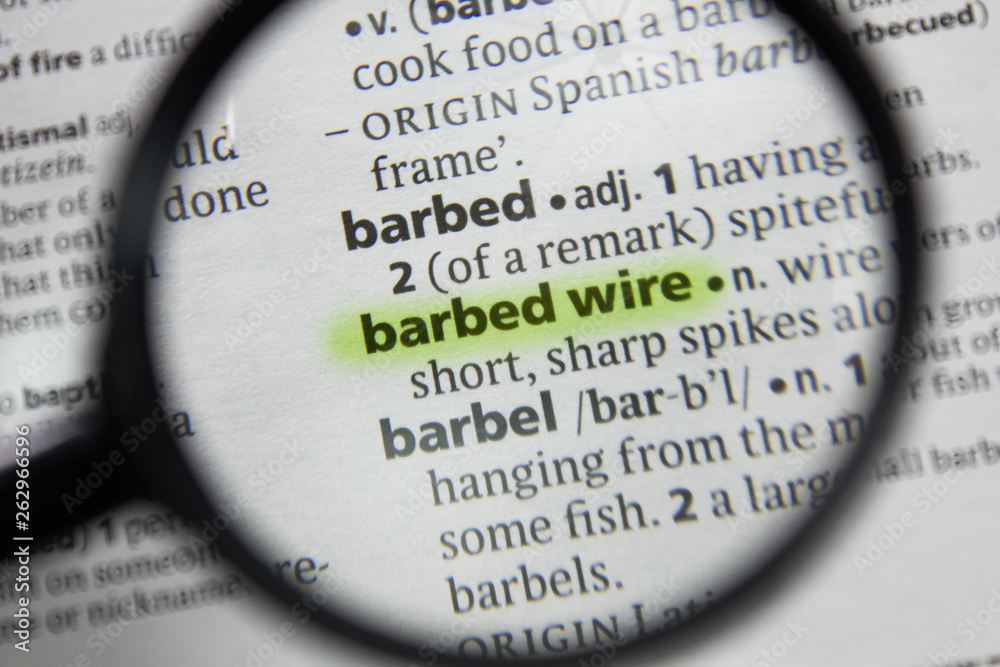 The word or phrase barbed wire in a dictionary. The word or phrase barbed wire in a dictionary.