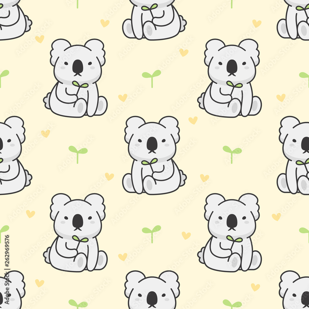 Cute koala Seamless Pattern Background