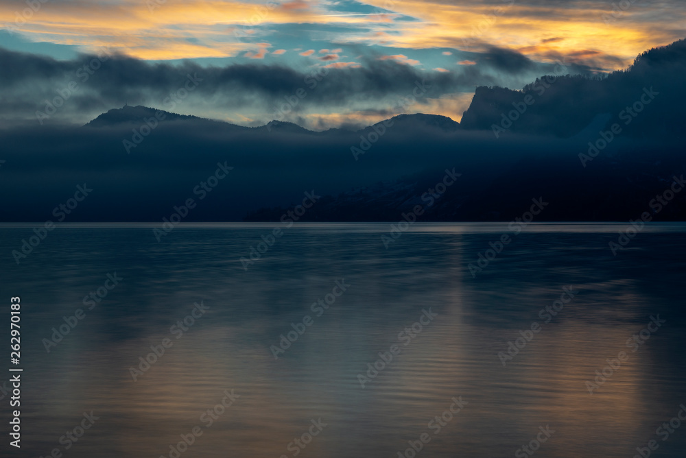 View of Lake Lucerne (Switzerland) at sunrise View of Lake Lucerne (Switzerland) at sunrise
