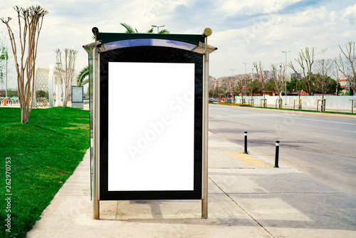 Photography Billboard, banner, empty, white at a bus stop