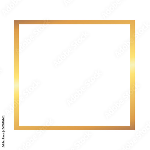 Golden thin square frame on the white background. Perfect design for headline, logo and sale banner.