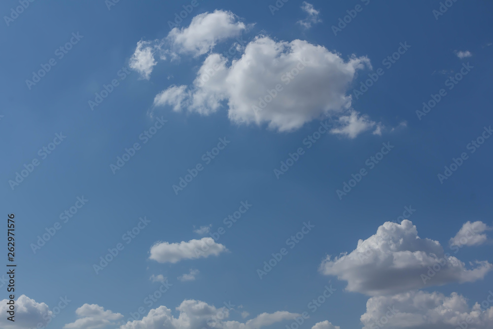 The blue sky and white clouds indicate pure and freshing The blue sky and white clouds indicate pure and freshing