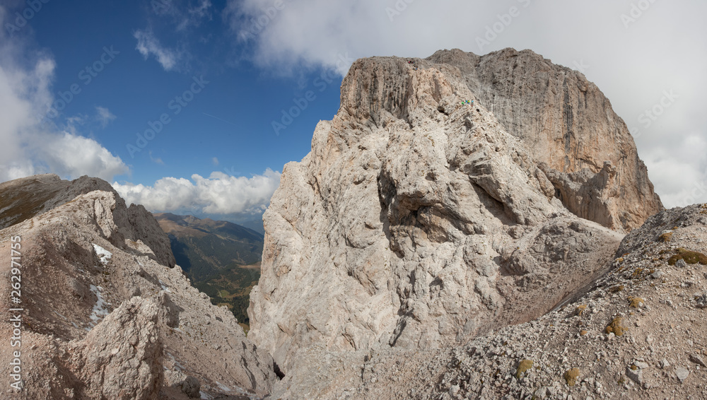 wide view on the werstern side of Sass de Putia in Dolomites