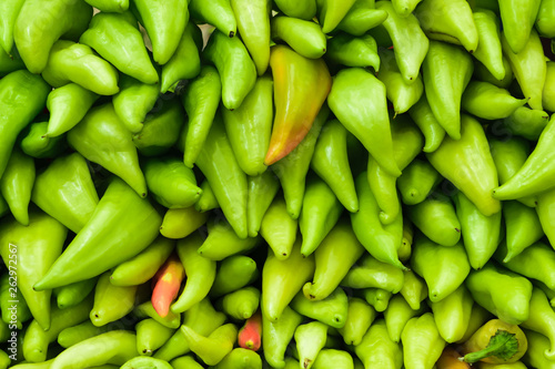 Background of green anaheim peppers
