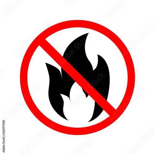 Not Fire. No flame  Sign icon on white background. regulatory warning stop symbol. Vector illustration. 