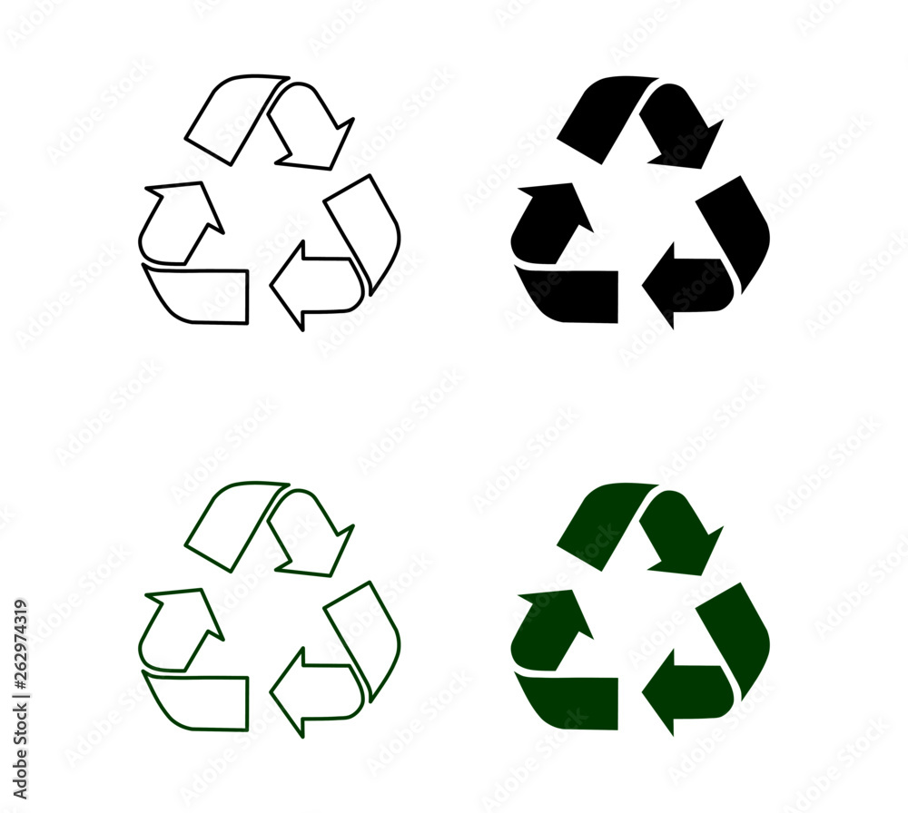 Obraz premium Recycle sign symbols isolated on white background vector illustration. 