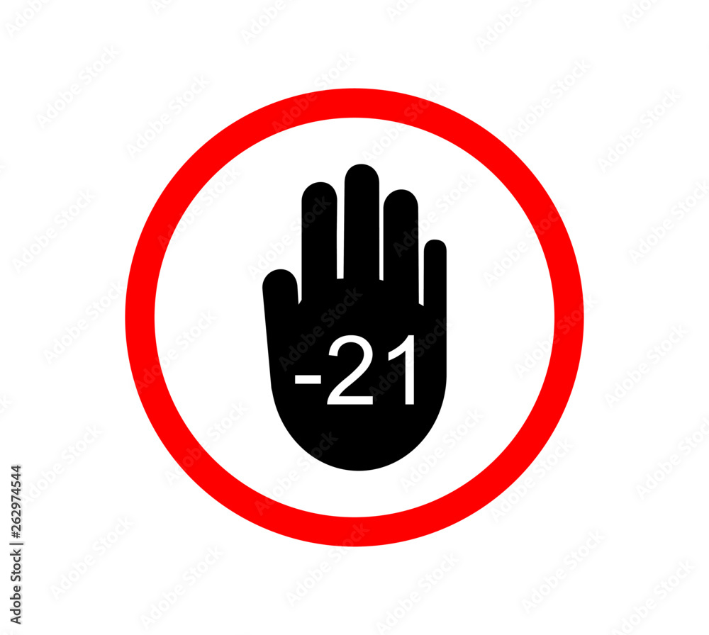 Under 21 not allowed sign. Number twenty one in red crossed circle. symbols isolated on white background vector illustration. Under 21 not allowed sign. Number twenty one in red crossed circle. symbols isolated on white background vector illustration.