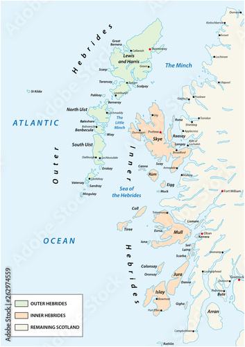 vector map of scottish archipelago hebrides at the north west coast of scotland photo