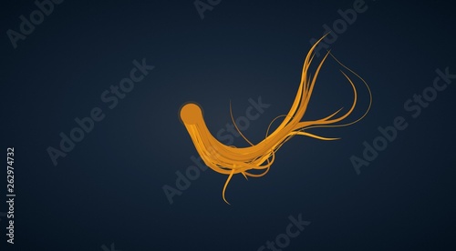 abstract wallpaper background octopus swimming teal orange physics particles computer generated