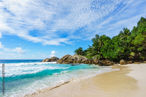 Beautiful wild lonely beach, police bay, seychelles 9