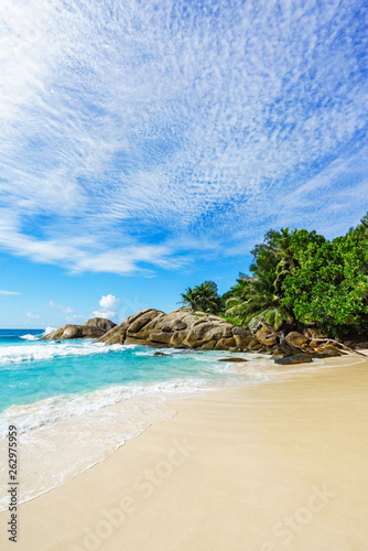 Fototapeta Naklejka Na Ścianę i Meble -  Beautiful wild lonely beach, police bay, seychelles 13