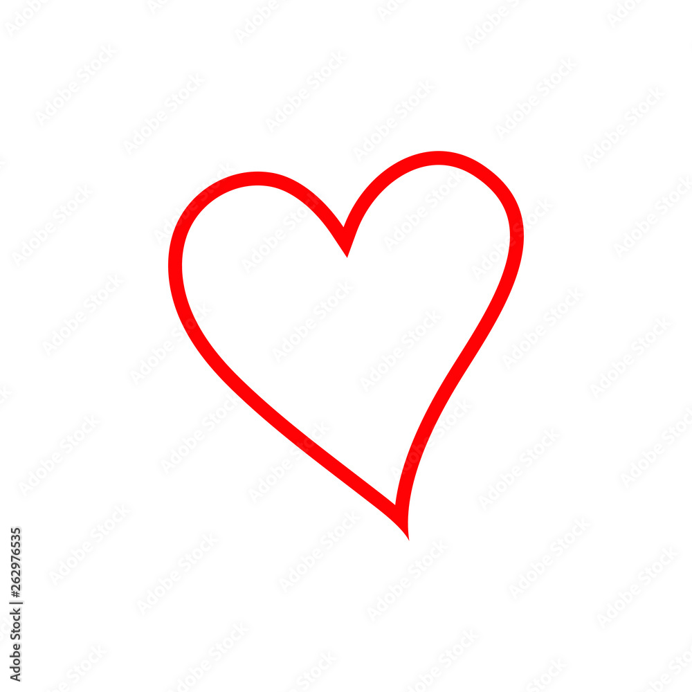 Linear heart icon, vector linear icons thin red line. Love symbol. Vector illustration isolated on white background. 