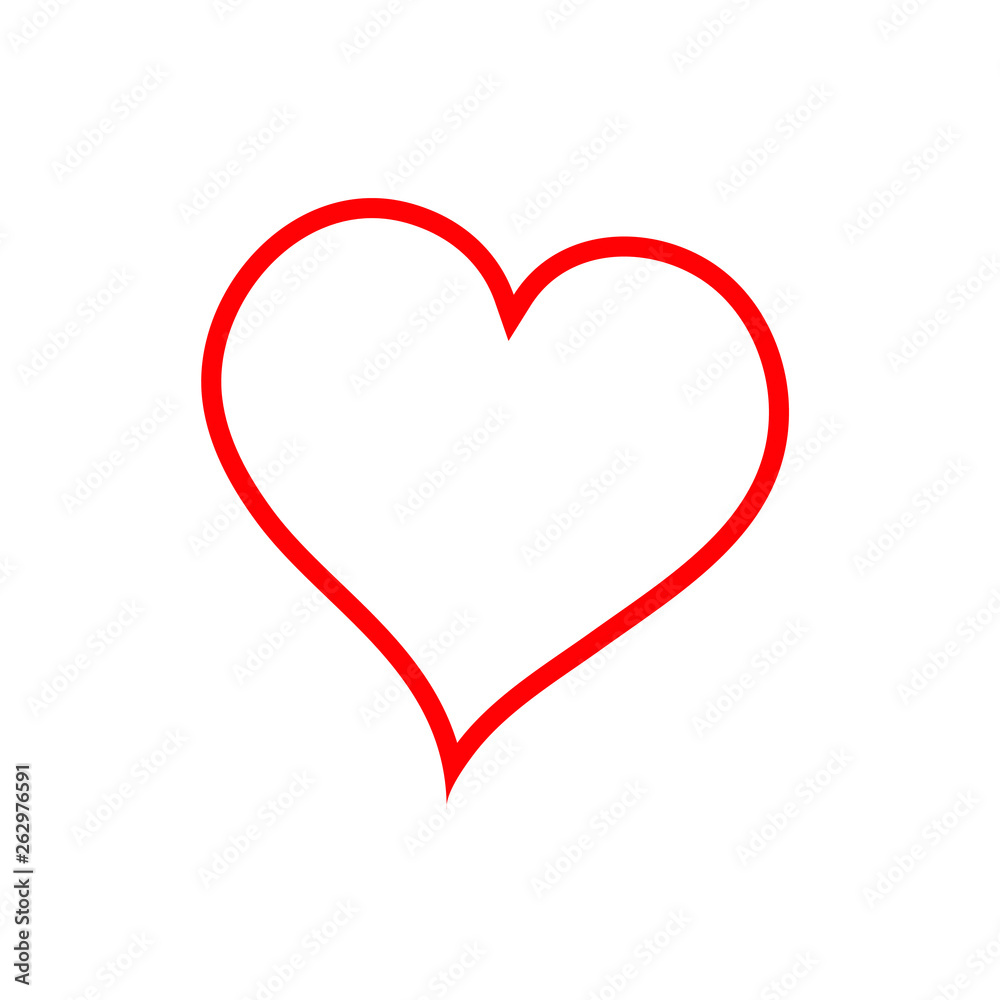 Linear heart icon, vector linear icons thin red line. Love symbol. Vector illustration isolated on white background. 