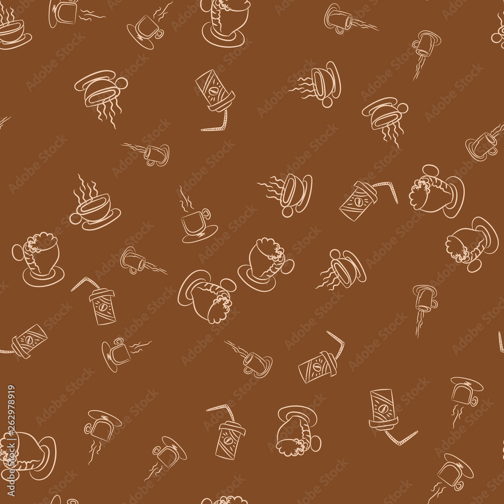 Coffee seamless vector pattern for Cup mug, restaurant or cafe menu design