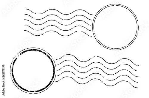 Postage cancellation stamp imprint. Postcard ink seal.