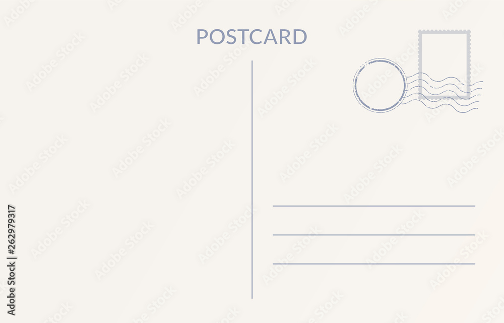 Empty postcard template. Design of blank post card back. Empty postcard template. Design of blank post card back.