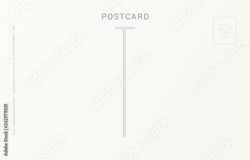 Blank template of postcard backside. Empty back of travel card.