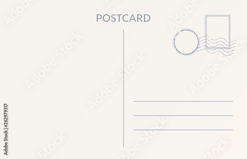 Empty postcard template. Design of blank post card back.